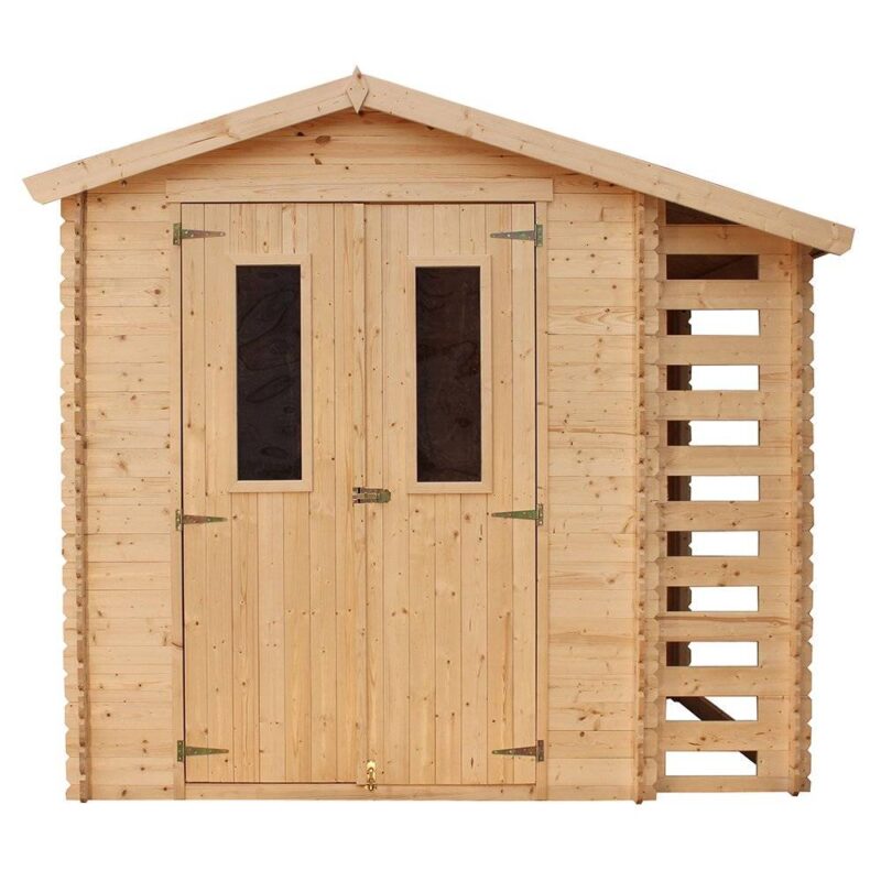 Abri de jardin en bois et range bûches extérieur TIMBELA M386C – Image 3