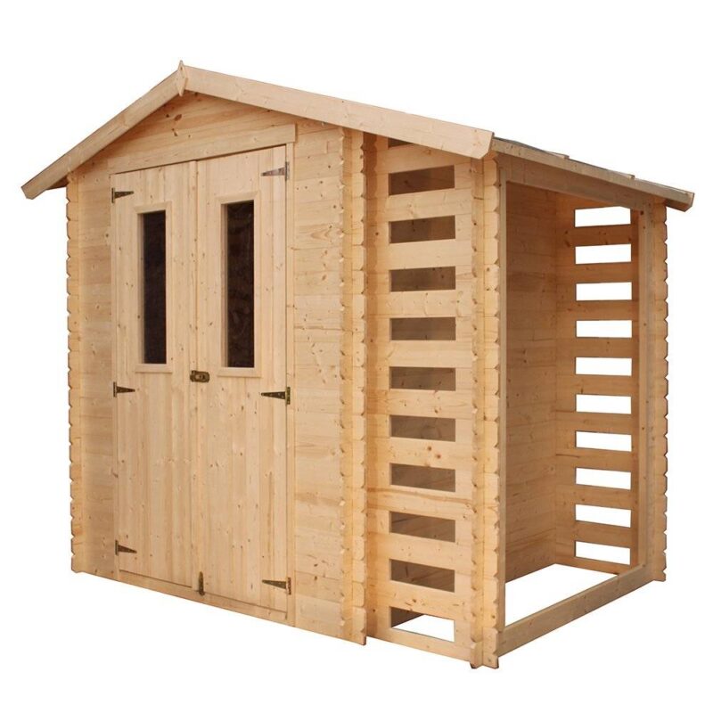 Abri de jardin en bois et range bûches extérieur TIMBELA M386C – Image 2